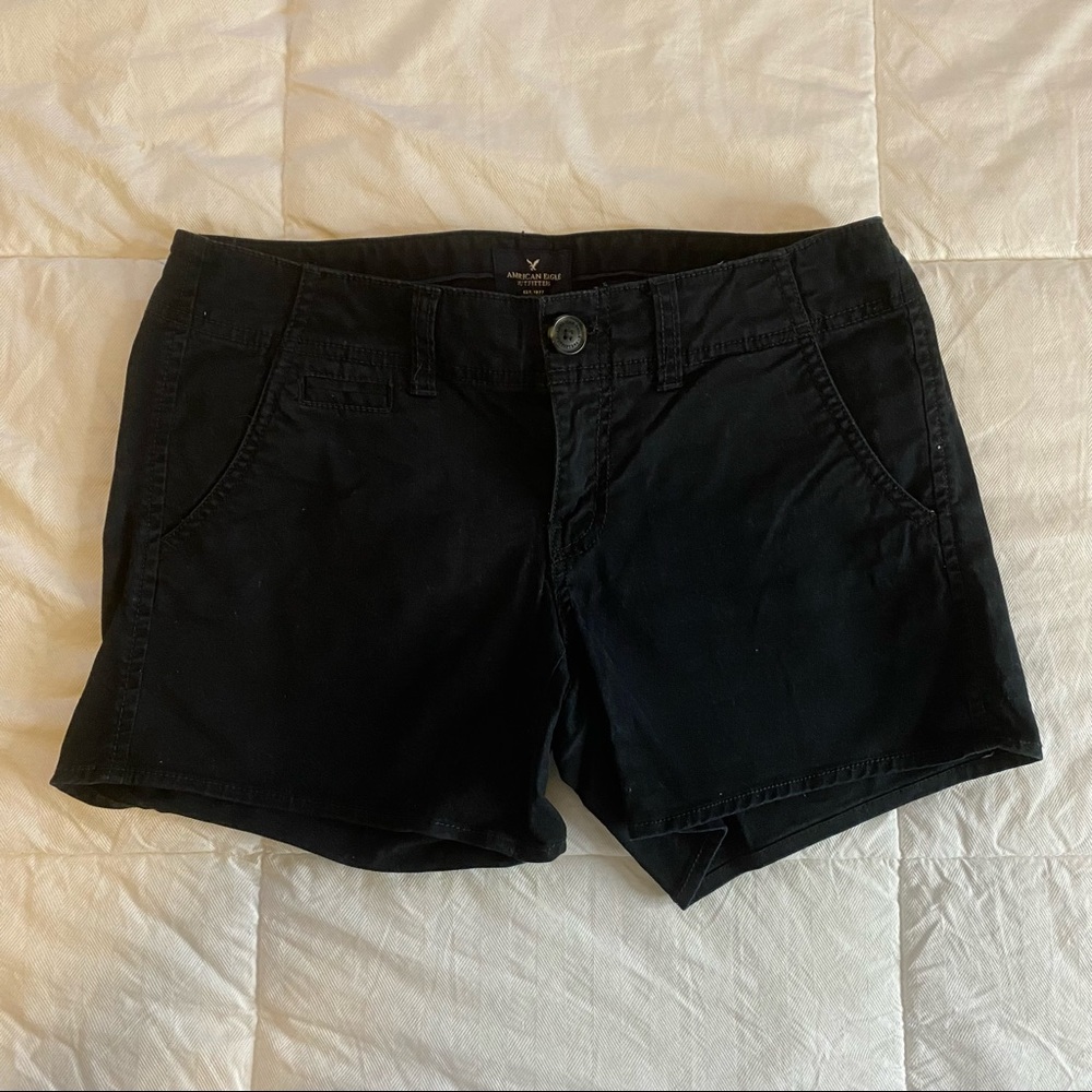 American Eagle Black Khaki Shortie Shorts